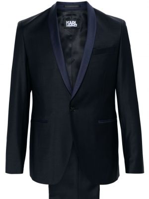 Volnena ukrojena obleka Karl Lagerfeld modra