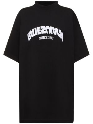 Oversize kokvilnas t-krekls džersija Balenciaga melns