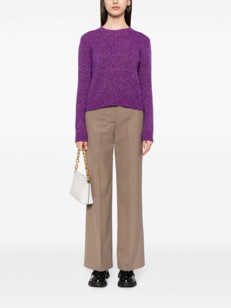 Kašmírový hedvábný svetr s kulatým výstřihem Lisa Yang fialový