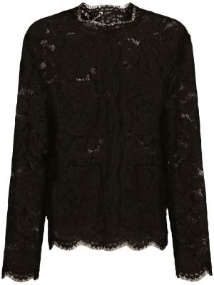 Mežģīņu jaka ar ziediem Dolce & Gabbana melns