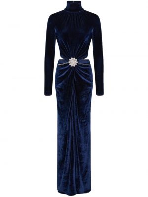 Aksamitna sukienka wieczorowa Rabanne niebieska