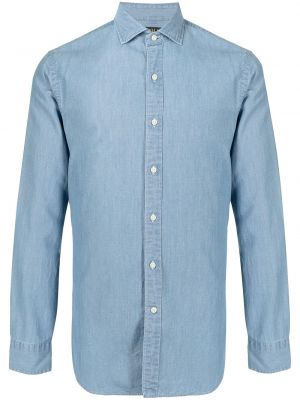 Camisa vaquera de seda a rayas de flores Polo Ralph Lauren azul