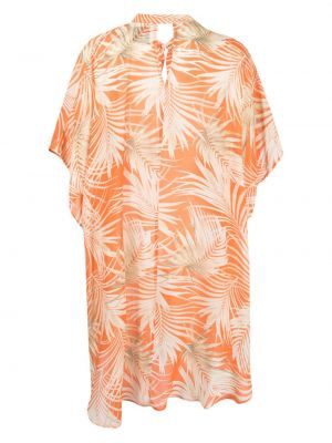 Sukienka z nadrukiem w tropikalny nadruk Fisico pomarańczowa