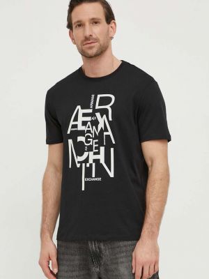 Koszulka bawełniana z nadrukiem Armani Exchange czarna