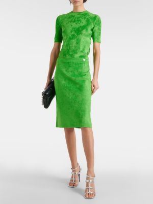 Falda midi ajustada de cristal Gucci verde