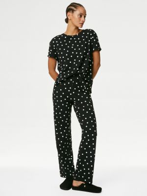 Černé puntíkaté pyžamo Marks & Spencer