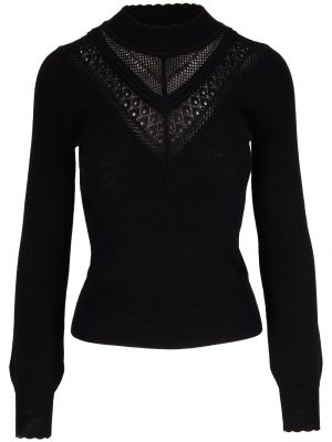 Плетен пуловер Veronica Beard черно