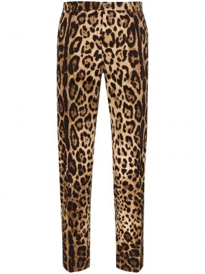 Hlače s potiskom z leopardjim vzorcem Dolce & Gabbana rjava