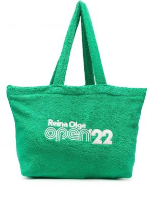 Brodert shoppingbag Reina Olga grønn