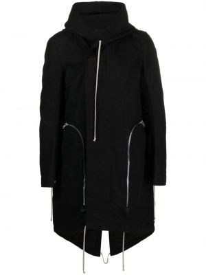 Παλτό με κουκούλα Rick Owens μαύρο