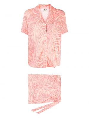 Pijamale cu imagine cu imprimeu abstract Desmond & Dempsey roz