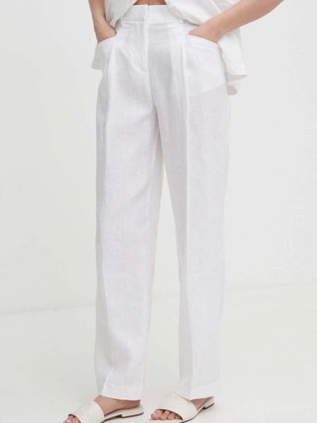 Lanene chino hlače visoki struk United Colors Of Benetton bijela