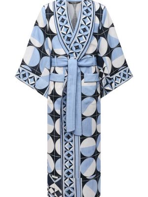 Льняной халат Dolce & Gabbana голубой