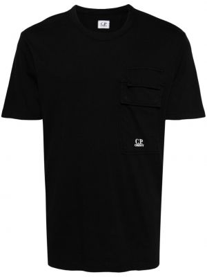 Medvilninis siuvinėtas marškinėliai C.p. Company juoda