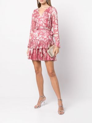 Mini vestido de flores con estampado Marchesa Notte rosa