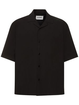 Bavlněná košile Jil Sander černá