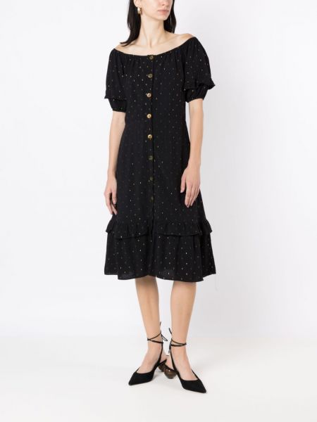 Péřové šaty s knoflíky Amapô černé