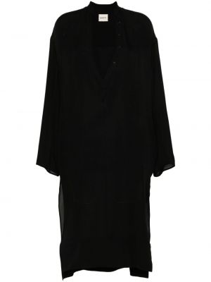 Midi obleka iz krep tkanine Khaite črna