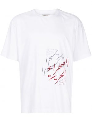 Bavlněné tričko s potiskem Qasimi bílé