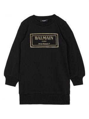 Printti suora mekko tytöille Balmain Kids musta