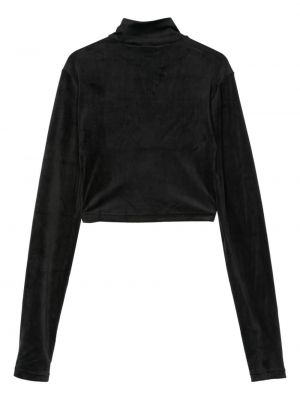 Aksamitna haftowana bluzka Adidas czarna