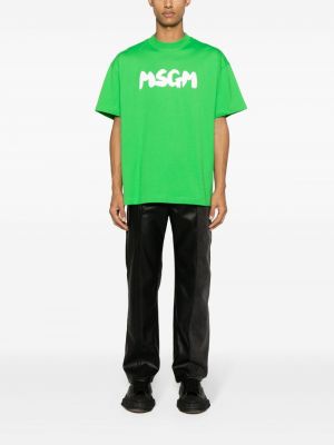 Raštuotas medvilninis marškinėliai Msgm žalia