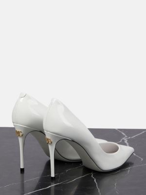 Кожени полуотворени обувки от лакирана кожа Dolce&gabbana бяло