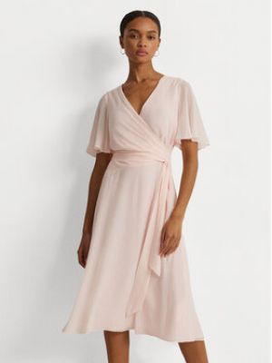 Slim fit koktejlové šaty Lauren Ralph Lauren růžové