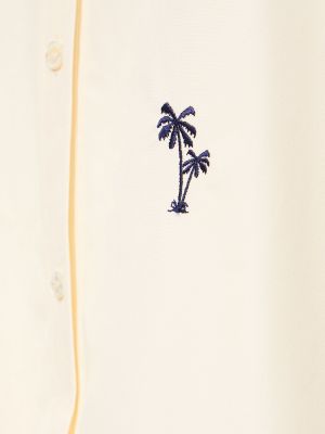 Bavlnená košeľa s výšivkou Palm Angels béžová