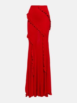 Długa spódnica z falbankami z dżerseju Blumarine czerwona