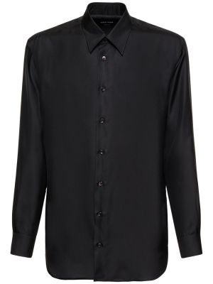 Hodvábna košeľa Giorgio Armani čierna