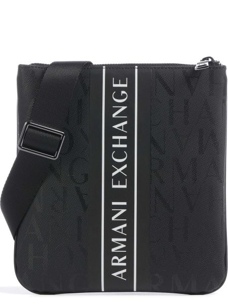 Черная кожаная сумка через плечо из искусственной кожи Armani Exchange