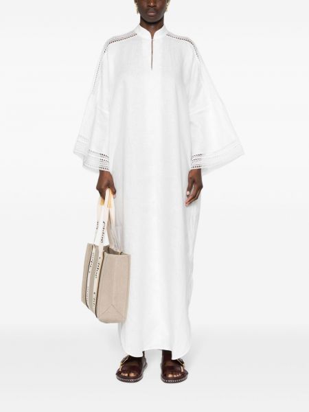 Krajkové lněné dlouhé šaty Ermanno Scervino bílé