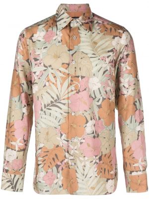 Lyocellová kvetinová košeľa s potlačou Tom Ford zelená