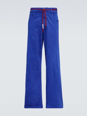 Pantaloni cu picior drept din bumbac Marni albastru