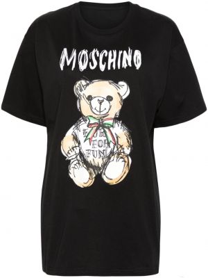 Bavlnené tričko s potlačou Moschino čierna