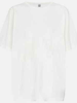 Džersis medvilninis marškinėliai oversize Toteme balta