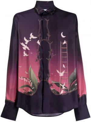 Cămașă de mătase cu imagine 3.paradis violet