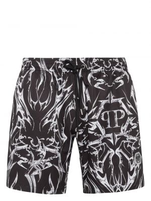 Pantaloni scurți cu imagine Philipp Plein negru