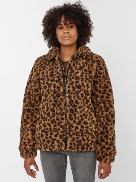 Viegla jaka ar kažokādu ar apdruku ar leoparda rakstu Noisy May