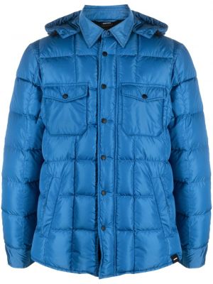 Kostkovaná péřová bunda s kapucí Aspesi modrá
