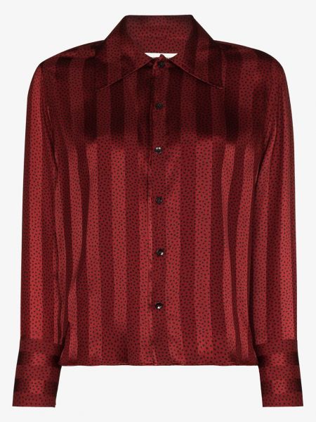 Camisa a rayas con estampado Saint Laurent rojo