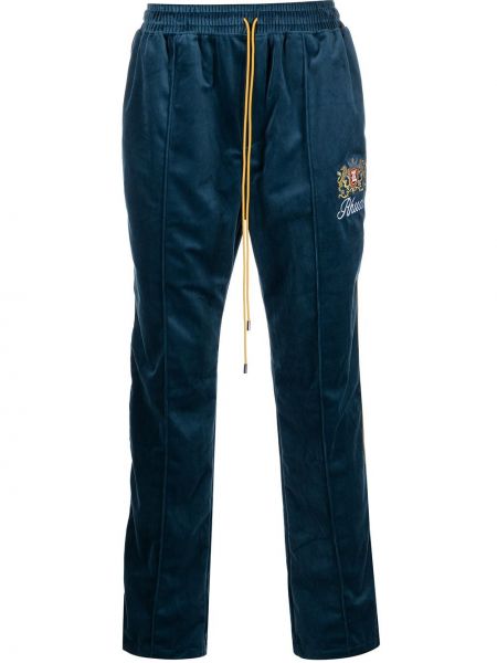 Sametové sportovní kalhoty s výšivkou Rhude - modrá