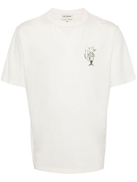 Raštuotas medvilninis marškinėliai Café Kitsuné balta