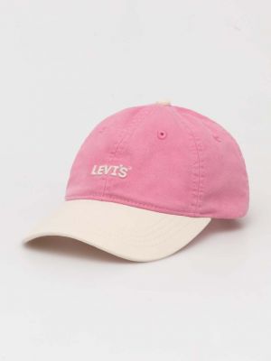Różowa czapka z daszkiem bawełniana Levi's