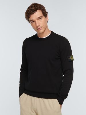 Sweatshirt mit rundhalsausschnitt aus baumwoll Stone Island schwarz