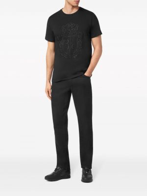 Medvilninis siuvinėtas marškinėliai Billionaire juoda