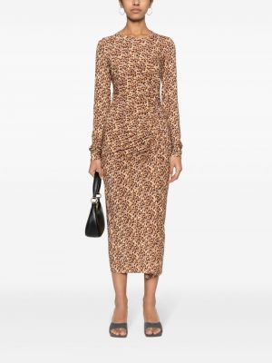 Šaty s potiskem s abstraktním vzorem Marant Etoile hnědé