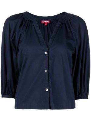 Блуза с v-образно деколте Staud синьо