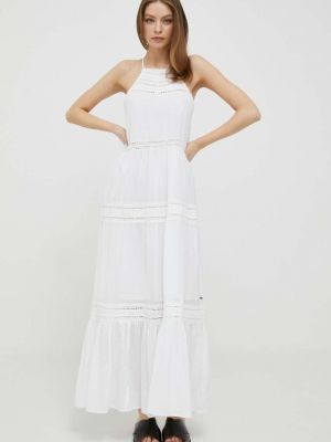 Белое длинное платье Pepe Jeans